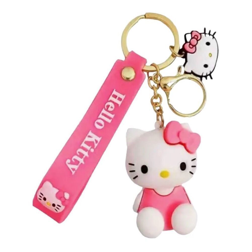 New in Package Boutique Hello Kitty Bright Pink Keychain Keyring Key Chain